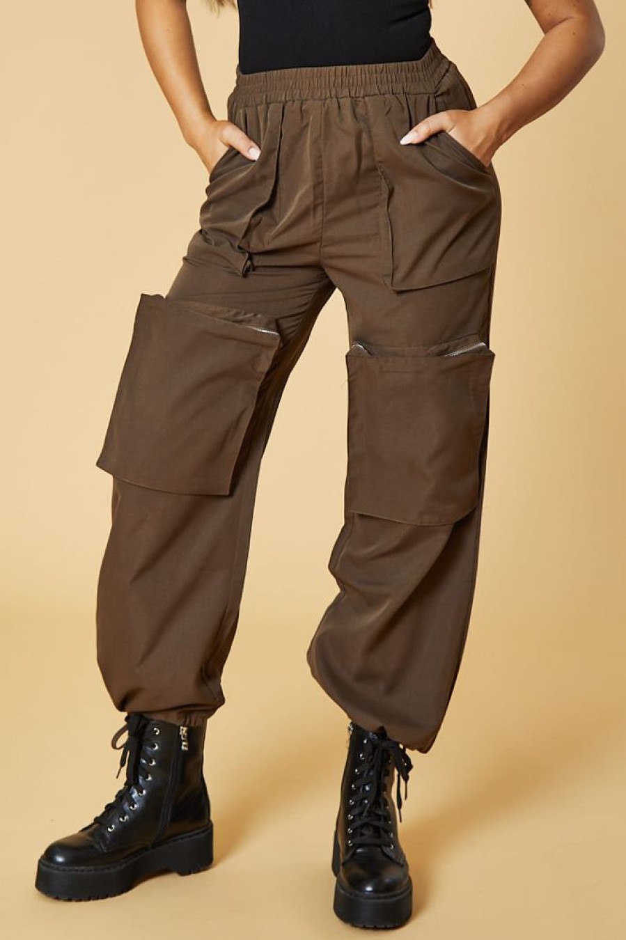 Clothing Rebellious Fashion | Brown Oversized Pocket Detail Cargo Trousers - Juri