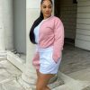 Clothing Rebellious Fashion | Pink Half Splice Contrast Shorts - Erin