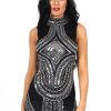 Clothing Rebellious Fashion | Nina Black High Neck Sequin Dress