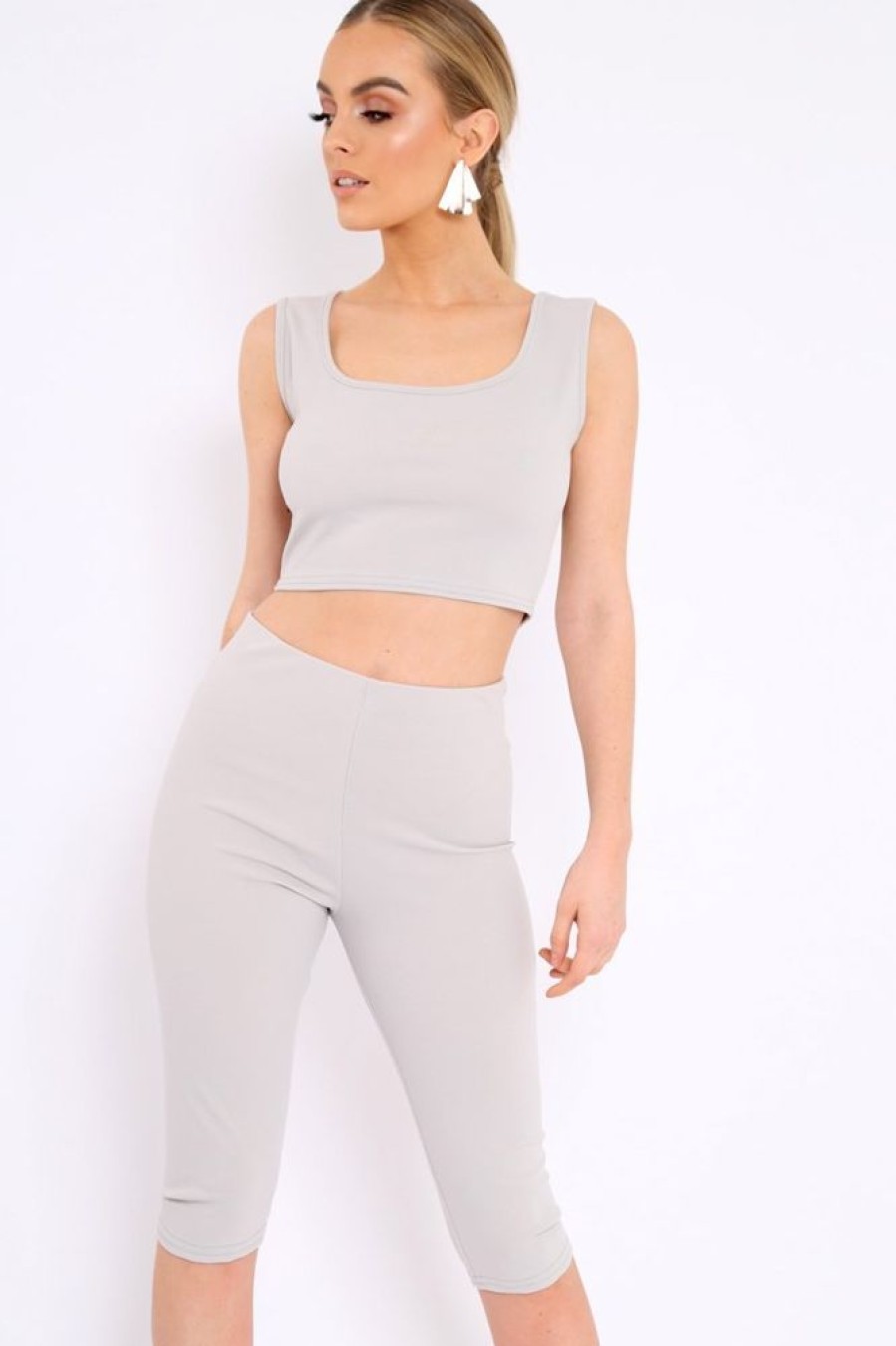 Clothing Rebellious Fashion | Grey Cropped Top And Leggings Co-Ords - Remini