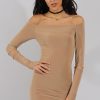 Clothing Rebellious Fashion | Caramel Bardot Cut Out Elbow Dress - Jodie