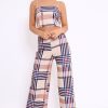 Clothing Rebellious Fashion | Beige Check Crop Top And Trousers Co-Ord - Mahli