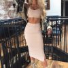 Clothing Rebellious Fashion | Nude Body Con Skirt And Crop Top Co-Ord - Loyola