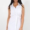 Clothing Rebellious Fashion | White Button Up Shirt Dress-Shana