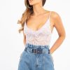 Clothing Rebellious Fashion | Lilac Plunge V Front Lace Bodysuit - Tiah