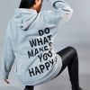 Clothing Rebellious Fashion | Grey Oversized Printed Back Hoodie - Asahi