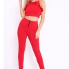 Clothing Rebellious Fashion | Red Frill Cami And Trousers Co-Ord - Autymn