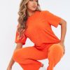 Clothing Rebellious Fashion | Orange Towelling T- Shirt & Flare Trouser Set - Tania