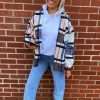 Clothing Rebellious Fashion | Blue Nude Check Pocket Front Shacket - Misa