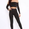 Clothing Rebellious Fashion | Black Shimmery Ribbed Knit Co-Ord - Luna