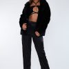 Clothing Rebellious Fashion | Black Cropped Faux Fur Coat - Janara