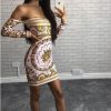 Clothing Rebellious Fashion | Rose And Gold Print Bardot Dress - Kacee