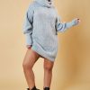 Clothing Rebellious Fashion | Grey Turtle Neck Knit Jumper Dress - Brooke