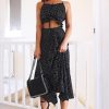 Clothing Rebellious Fashion | Black Polka Dot Cami Frill Crop Top And Frill Midi Skirt - Jannie