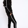 Clothing Rebellious Fashion | Black Velvet Striped Trim Co-Ord Set - Beau