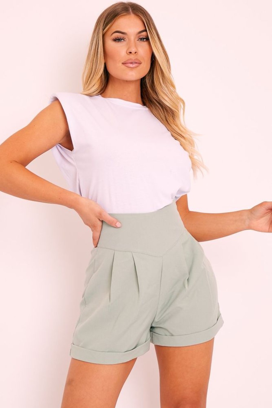 Clothing Rebellious Fashion | Sage High Waisted Tailored Shorts - Emile