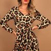 Clothing Rebellious Fashion | Leopard Wrap Belted Dress - Keniah