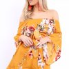 Clothing Rebellious Fashion | Mustard Floral Crop Top And Shorts Co-Ord - Teigan