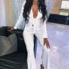 Clothing Rebellious Fashion | White Tie Front Blazer Wide Leg Trouser Co-Ord - Saphira