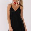 Clothing Rebellious Fashion | Black Pleated Metallic Slip Dress - Peaches