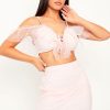 Clothing Rebellious Fashion | Pink Mesh Frill Crop Top + Skirt Co-Ord - Pansy