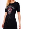 Clothing Rebellious Fashion | Black Lace Up Front T-Shirt Dress - Janel