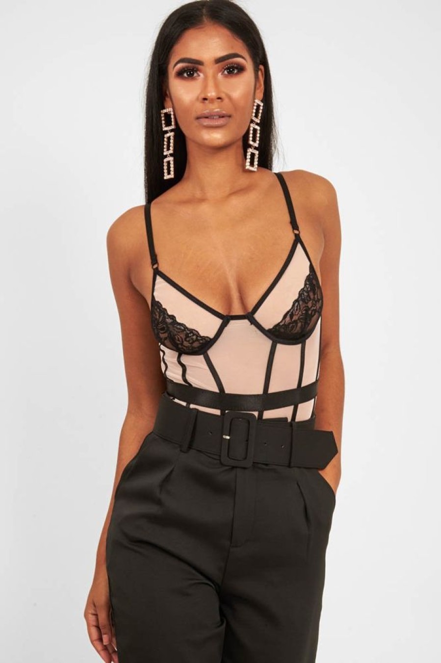 Clothing Rebellious Fashion | Black Nude Lace Mesh Bodysuit - Orielle