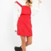 Clothing Rebellious Fashion | Red Corduroy Pinafore Dungaree Dress - Ayona