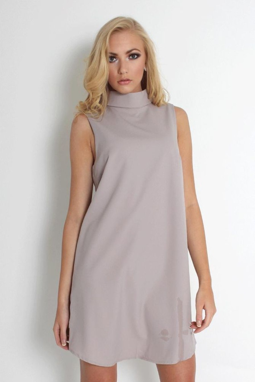 Clothing Rebellious Fashion | Caila Grey High Neck Shift Dress