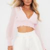 Clothing Rebellious Fashion | Pink Shirred Waist Long Sleeve Top - Ima