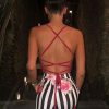 Clothing Rebellious Fashion | Red Slinky Lace Up Back Bodysuit - Danella