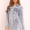 Clothing Rebellious Fashion | Blue Acid Wash Denim Shirt Dress - Hannah