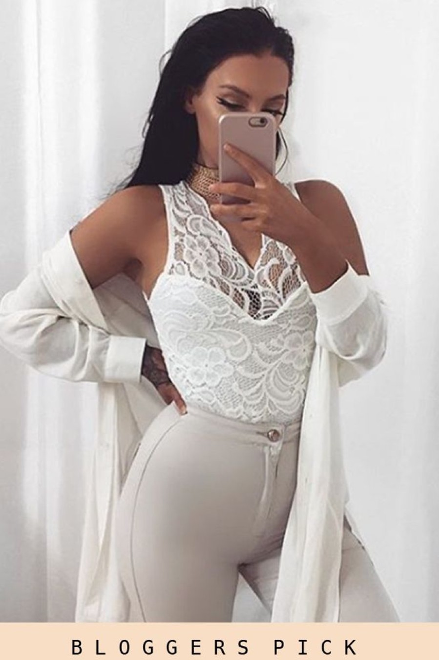 Clothing Rebellious Fashion | Cream Lace Bodysuit - Aubrey