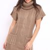 Clothing Rebellious Fashion | Stone Roll Neck Jumper Dress - Catrina