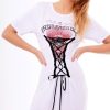 Clothing Rebellious Fashion | White Lace Up Front T-Shirt Dress - Janel