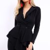 Clothing Rebellious Fashion | Black Asymmetrical Front Detail Fitted Blazer Dress - Audrey