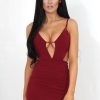 Clothing Rebellious Fashion | Kaitlin Wine Cut Out Bodycon Dress