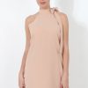 Clothing Rebellious Fashion | Nude Tie Neck Detail Shift Dress-Feye