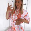 Clothing Rebellious Fashion | Pink Tie Dye Ribbed Cycling Shorts Co-Ord - Haizlee