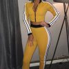 Clothing Rebellious Fashion | Yellow Zip Front Tracksuit With White Side Stripes - Kitty