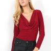 Clothing Rebellious Fashion | Gabriella Wine Cowl Neck Bodysuit