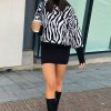 Clothing Rebellious Fashion | Black White Zebra Print Jumper - Tylin