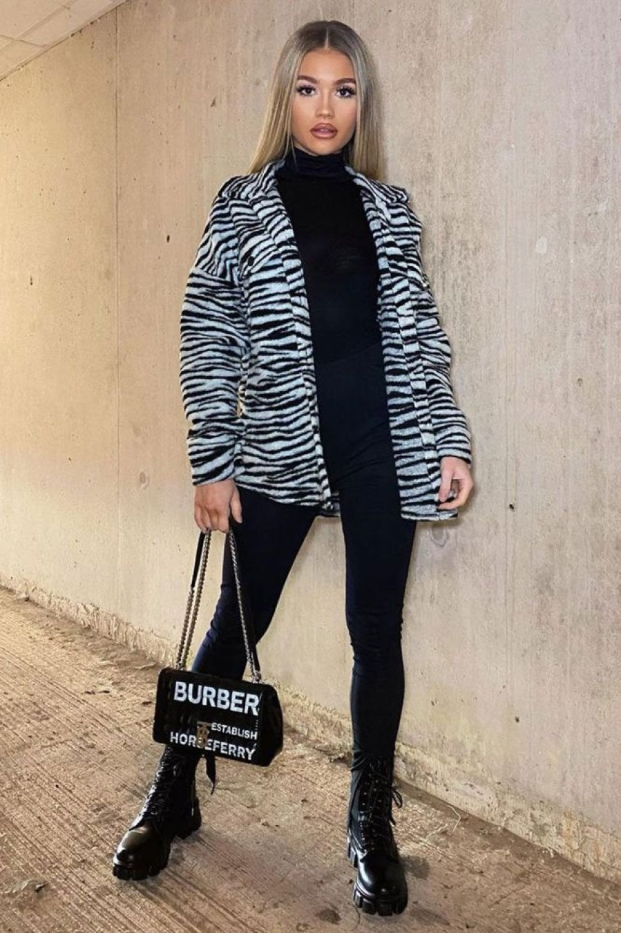 Clothing Rebellious Fashion | Black Zebra Oversized Wool Blend Shacket - Diora