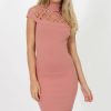 Clothing Rebellious Fashion | Pink Cage High Neck Bodycon Dress- Kade