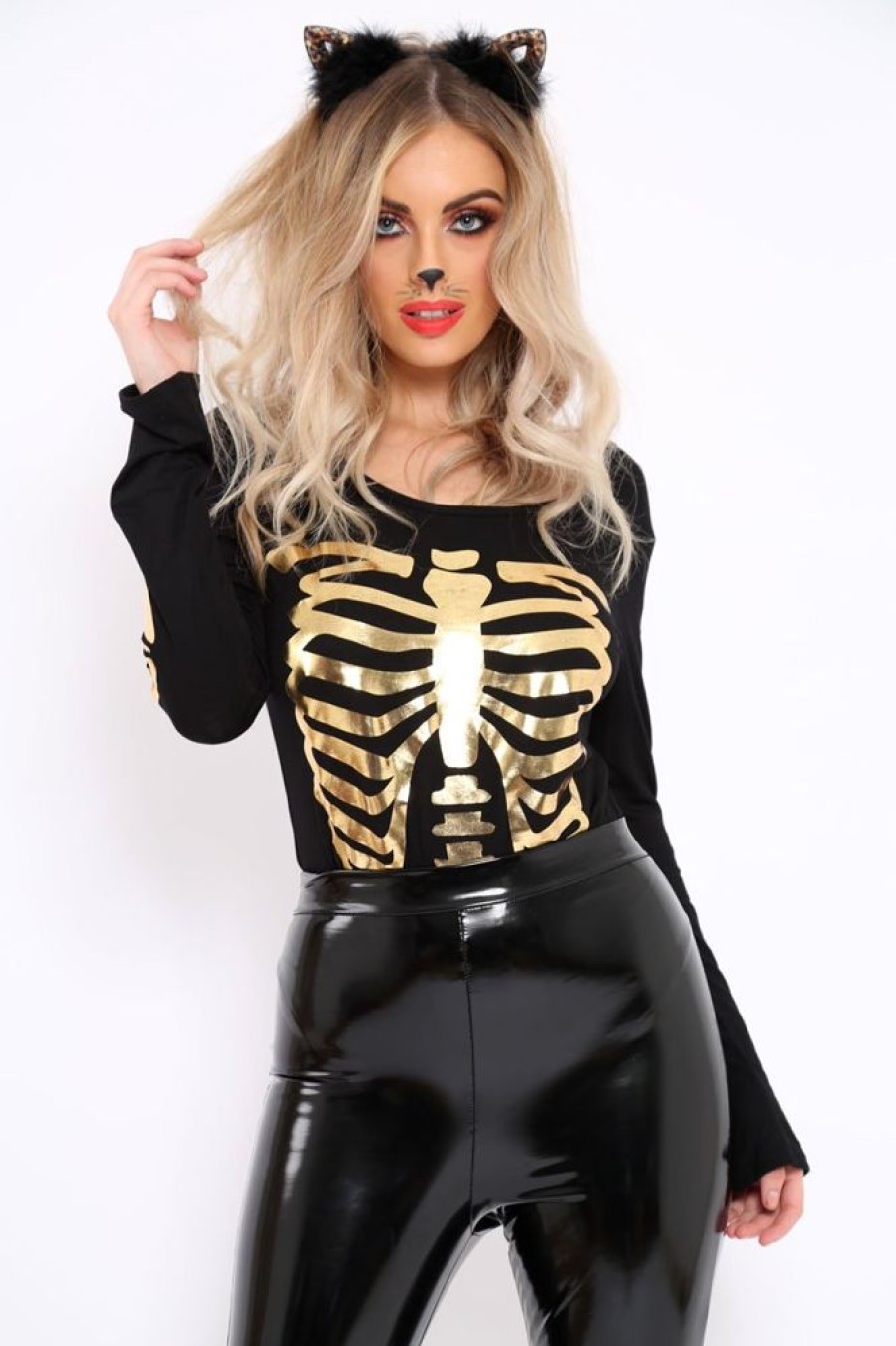 Clothing Rebellious Fashion | Gold Skeleton Bodysuit