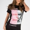 Clothing Rebellious Fashion | Black Distressed Back Detail Graphic T Shirt Dress - Emma