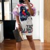 Clothing Rebellious Fashion | White Graphic Print T-Shirt Dress With Tulle Sleeves - Kirsta