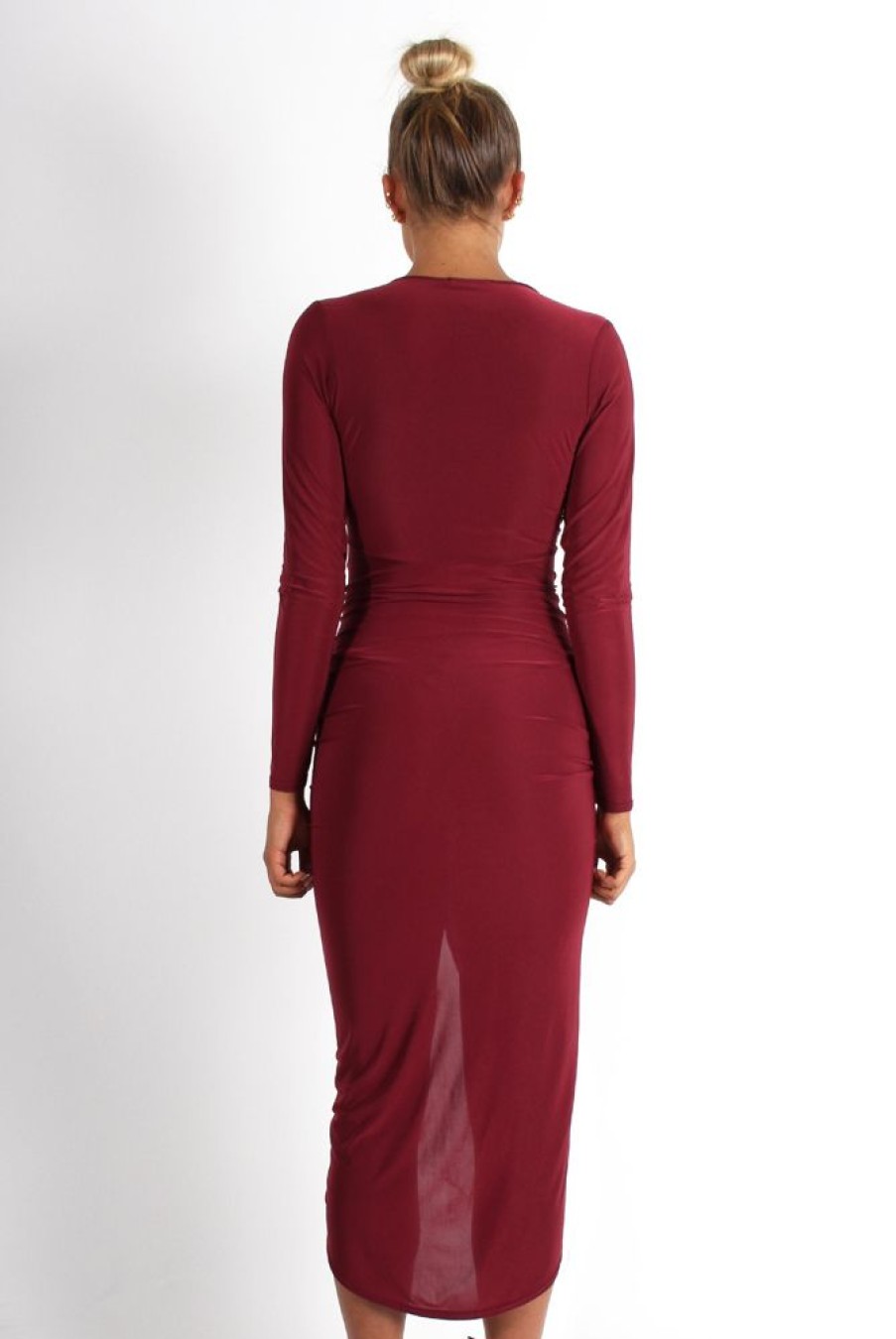 Clothing Rebellious Fashion | Kristen Wine Ruched Front Dress