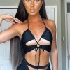 Clothing Rebellious Fashion | Black Cut Out Halter Neck Crop Top & Shorts Set - Tallula