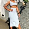 Clothing Rebellious Fashion | Blue Body Con Skirt And Crop Top Co-Ord - Loyola